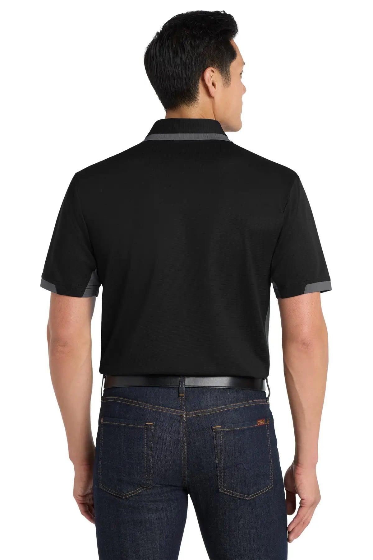 Port Authority K524 Dry Zone Colorblock Ottoman Polo - Black Iron Gray
