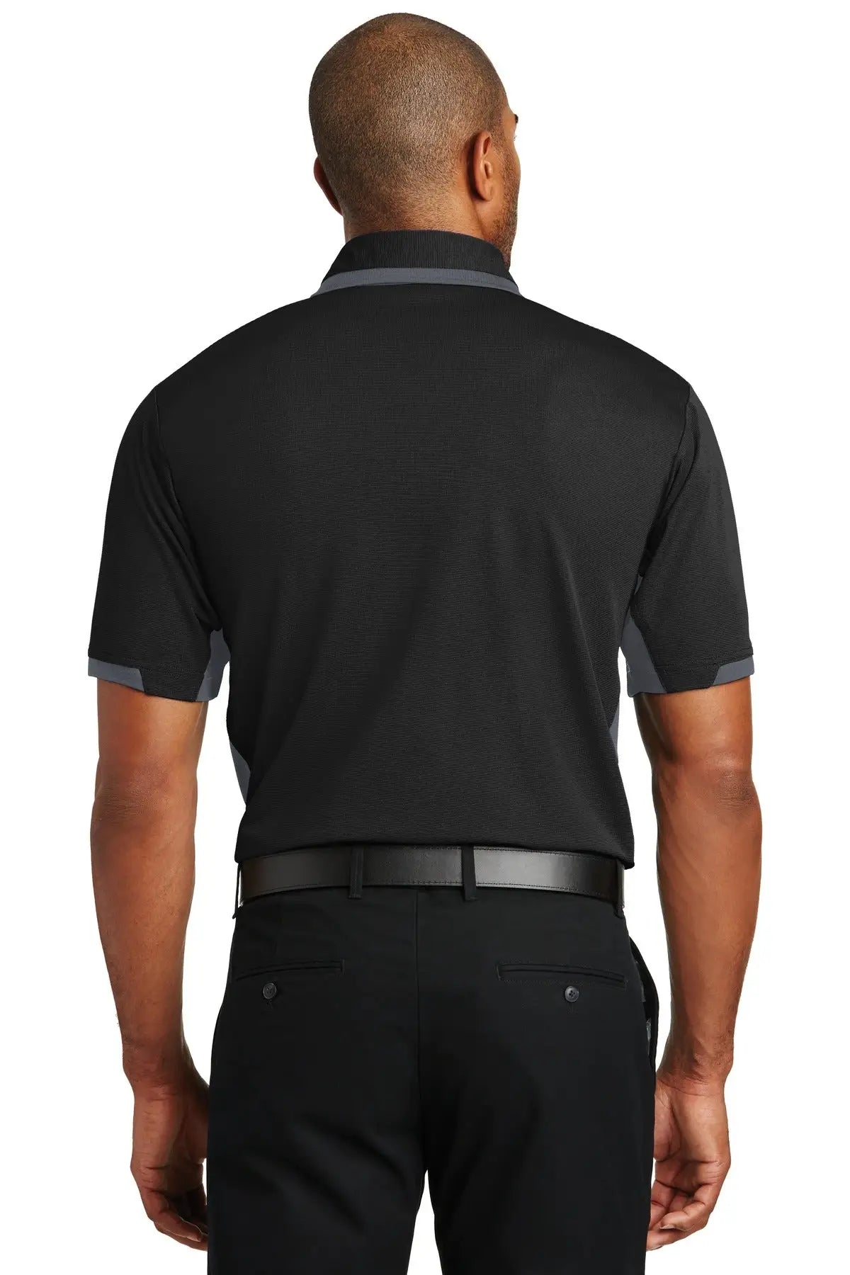 Port Authority K524 Dry Zone Colorblock Ottoman Polo - Black Iron Gray