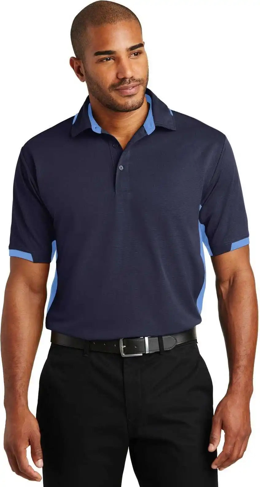 Port Authority K524 Dry Zone Colorblock Ottoman Polo Navy Blue Lake