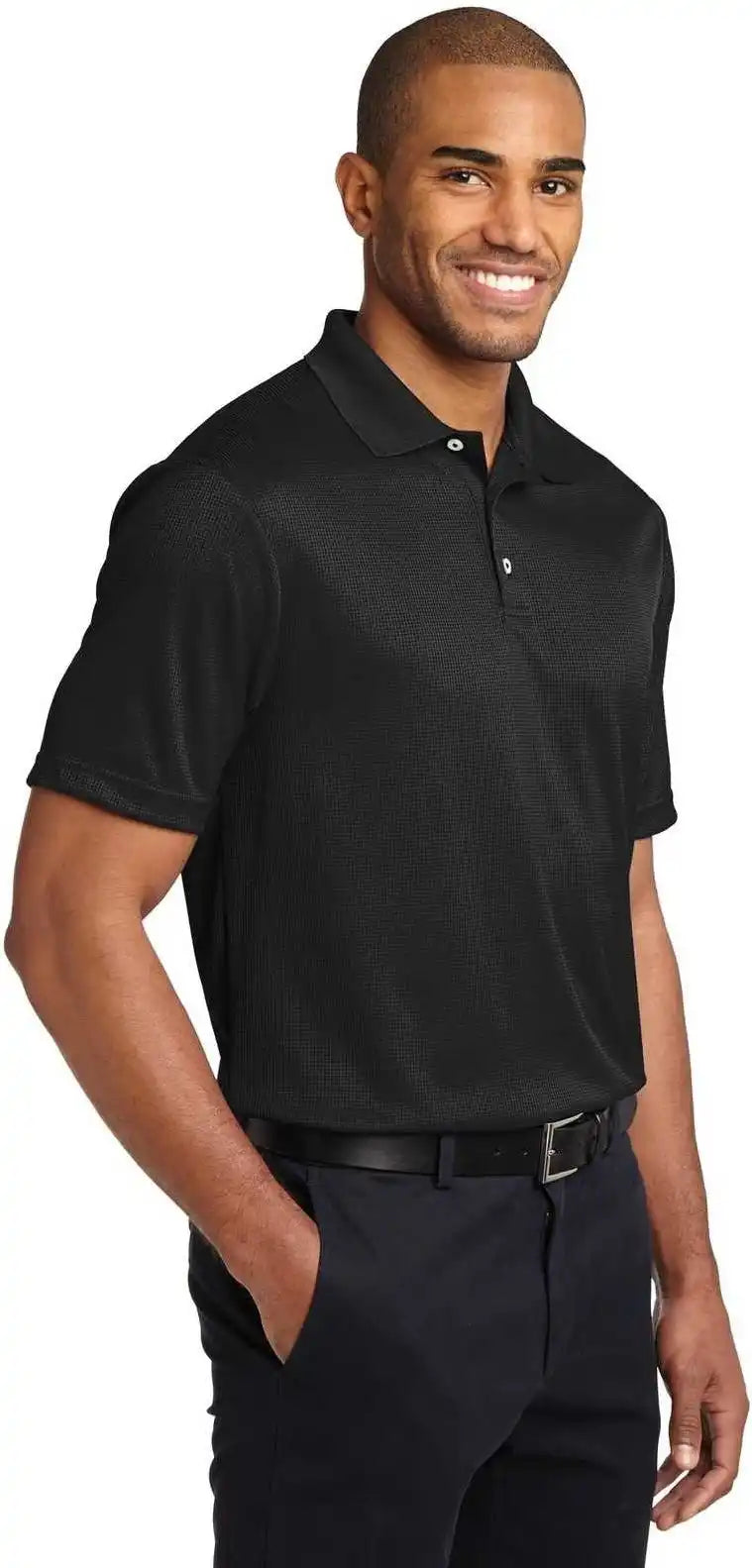 Port Authority K528 Performance Fine Jacquard Polo Black