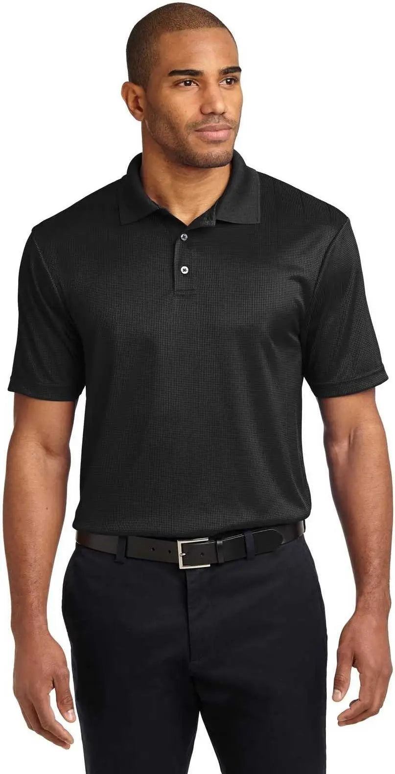 Port Authority K528 Performance Fine Jacquard Polo - Black