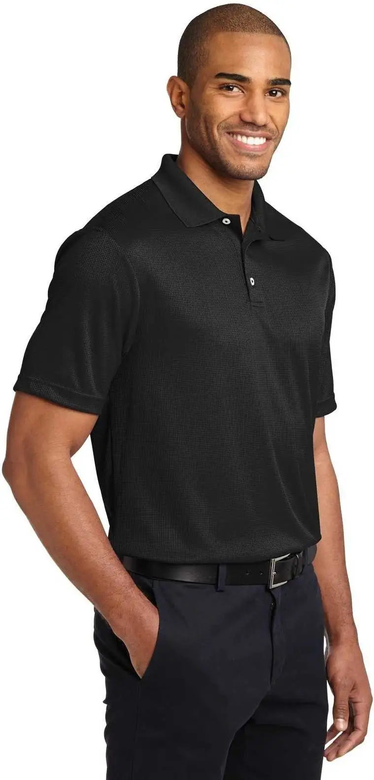 Port Authority K528 Performance Fine Jacquard Polo - Black