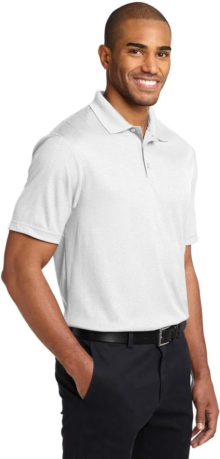 Port Authority K528 Performance Fine Jacquard Polo - White