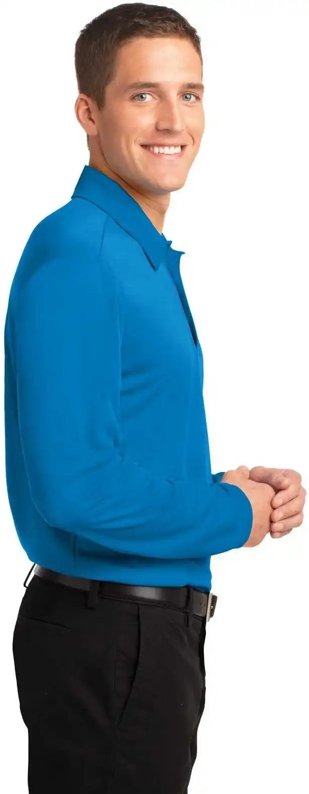 Port Authority K540ls Silk Touch Performance Long Sleeve Polo Brilliant Blue