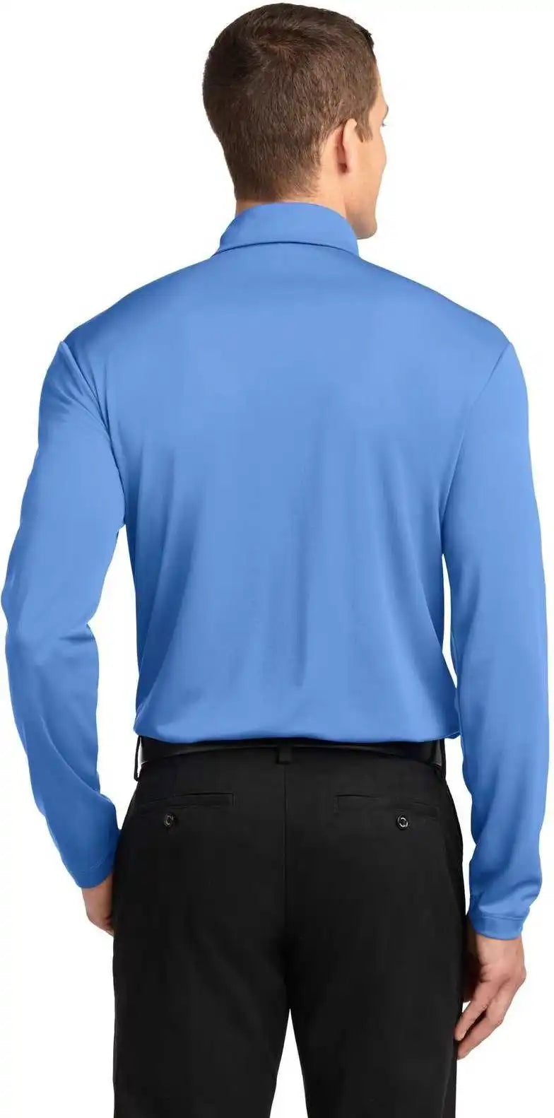 Port Authority K540ls Silk Touch Performance Long Sleeve Polo Carolina Blue