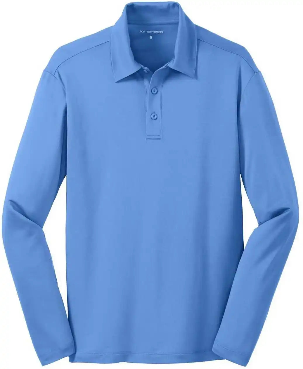 Port Authority K540ls Silk Touch Performance Long Sleeve Polo Carolina Blue