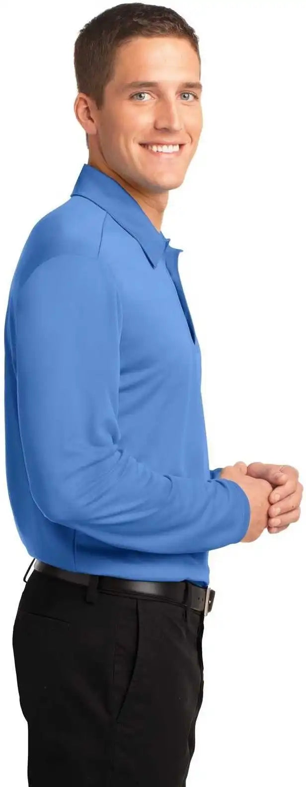 Port Authority K540ls Silk Touch Performance Long Sleeve Polo Carolina Blue