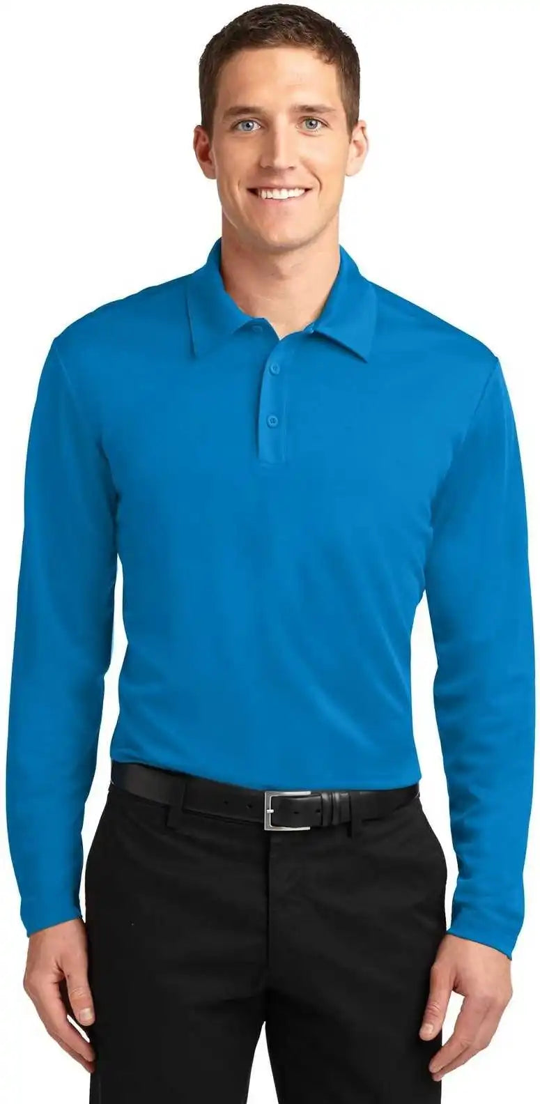 Port Authority K540ls Silk Touch Performance Long Sleeve Polo - Brilliant Blue