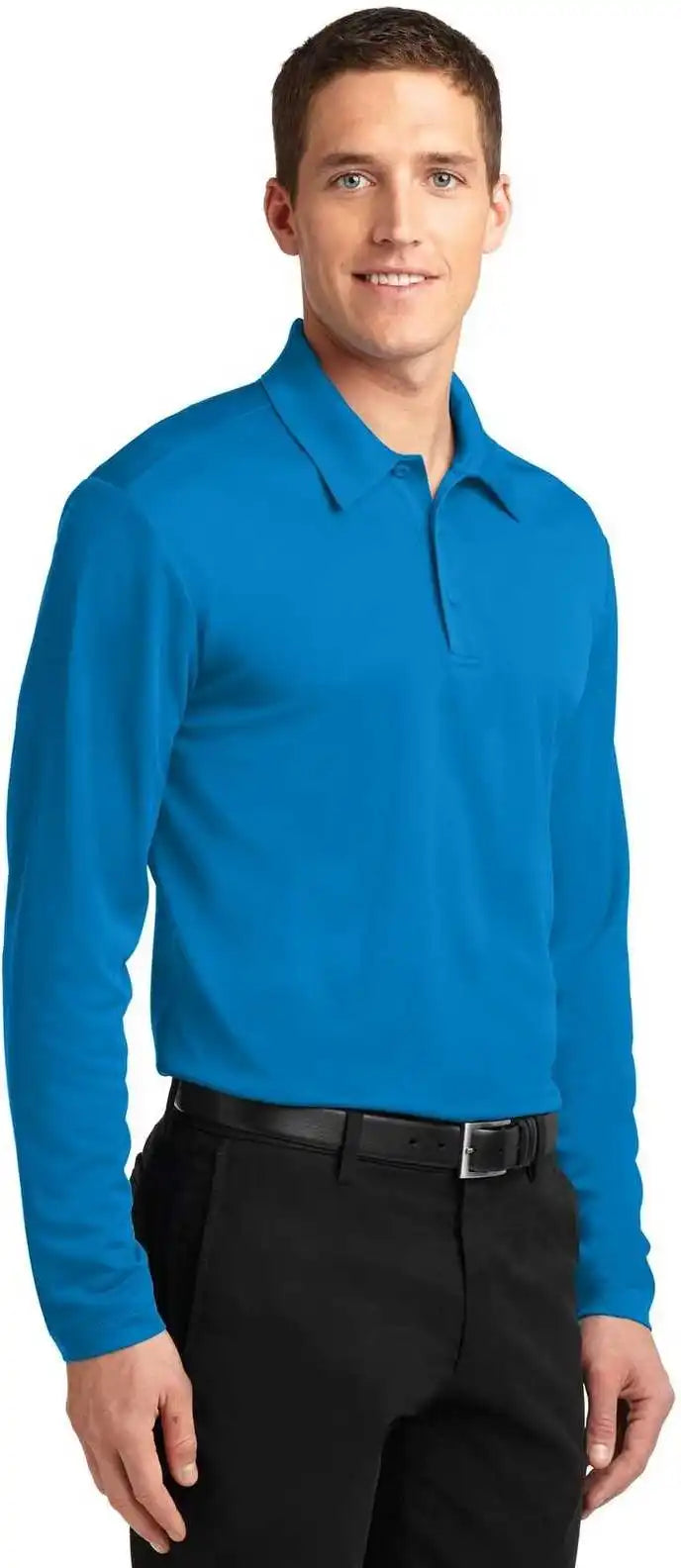 Port Authority K540ls Silk Touch Performance Long Sleeve Polo Brilliant Blue
