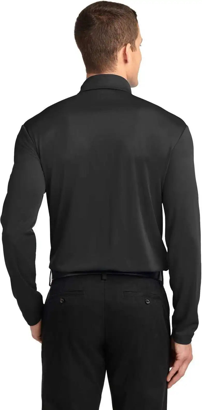 Port Authority K540ls Silk Touch Performance Long Sleeve Polo Black