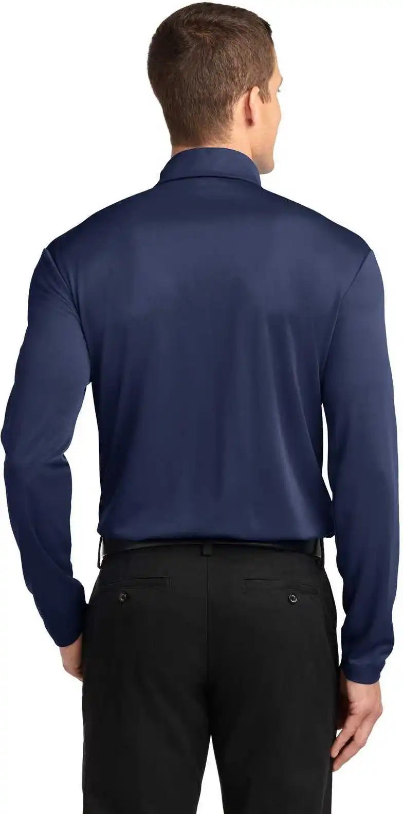 Port Authority K540ls Silk Touch Performance Long Sleeve Polo Navy