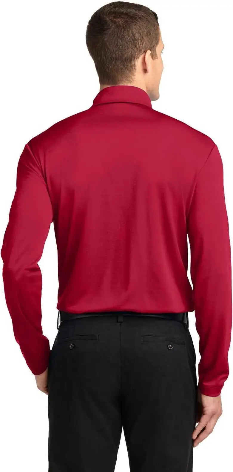 Port Authority K540ls Silk Touch Performance Long Sleeve Polo - Red