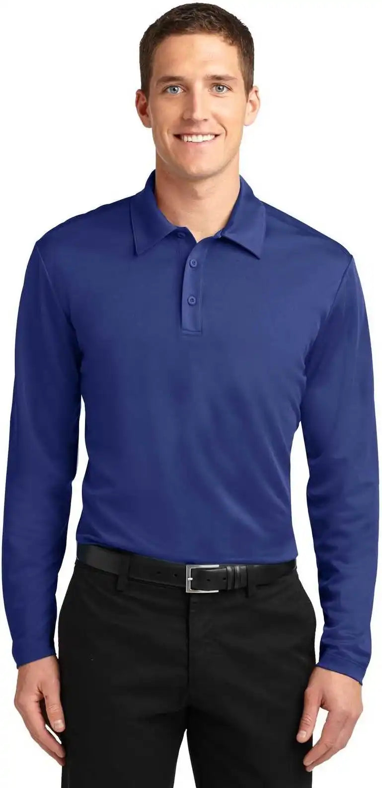 Port Authority K540ls Silk Touch Performance Long Sleeve Polo Royal