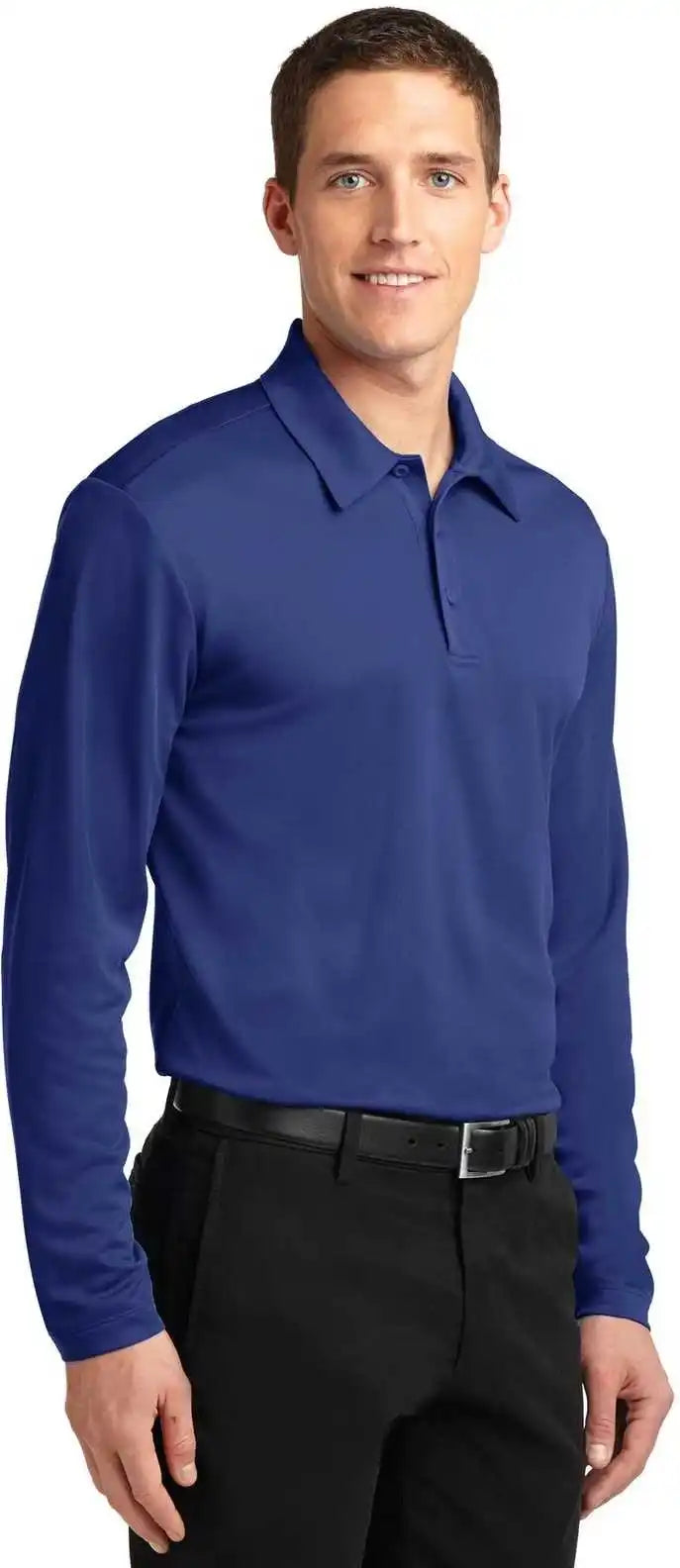Port Authority K540ls Silk Touch Performance Long Sleeve Polo Royal