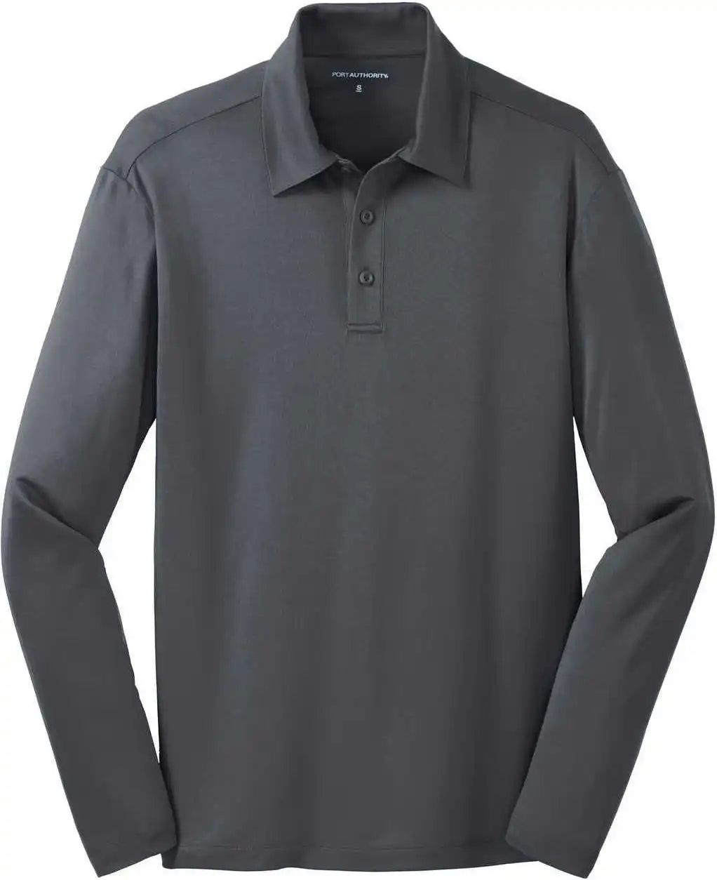 Port Authority K540ls Silk Touch Performance Long Sleeve Polo Steel Gray