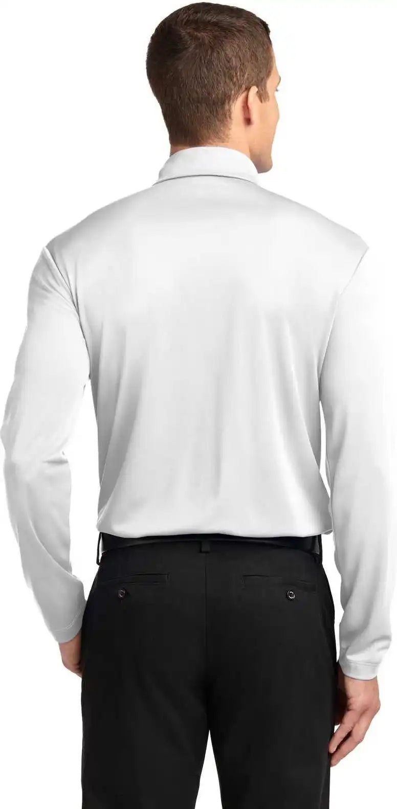 Port Authority K540ls Silk Touch Performance Long Sleeve Polo White