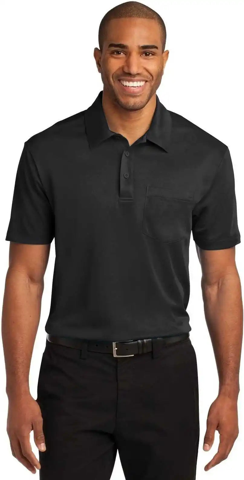 Port Authority K540p Silk Touch Performance Pocket Polo Black