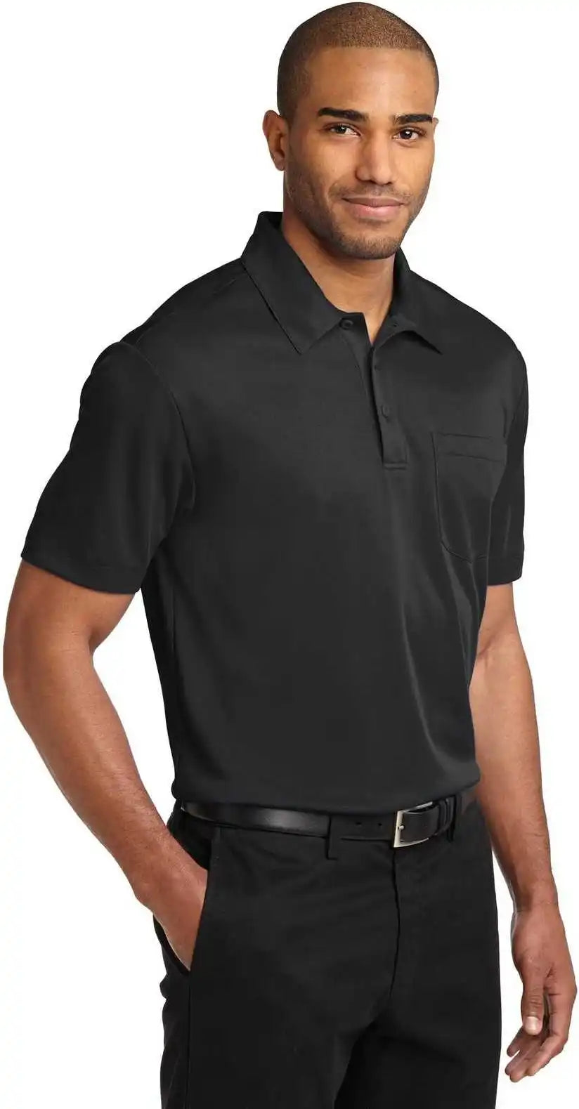 Port Authority K540p Silk Touch Performance Pocket Polo - Black