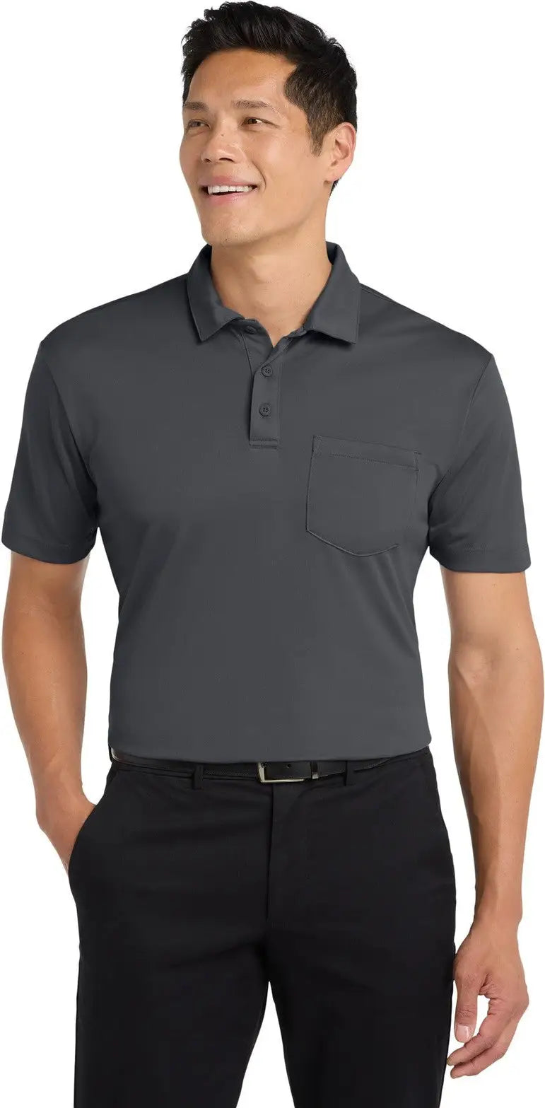 Port Authority K540p Silk Touch Performance Pocket Polo - Steel Gray - Adult Xs