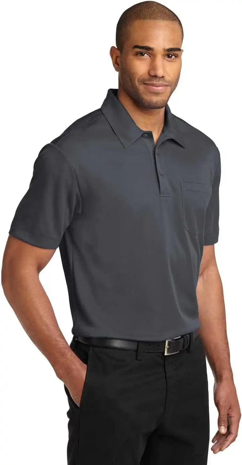 Port Authority K540p Silk Touch Performance Pocket Polo Steel Gray