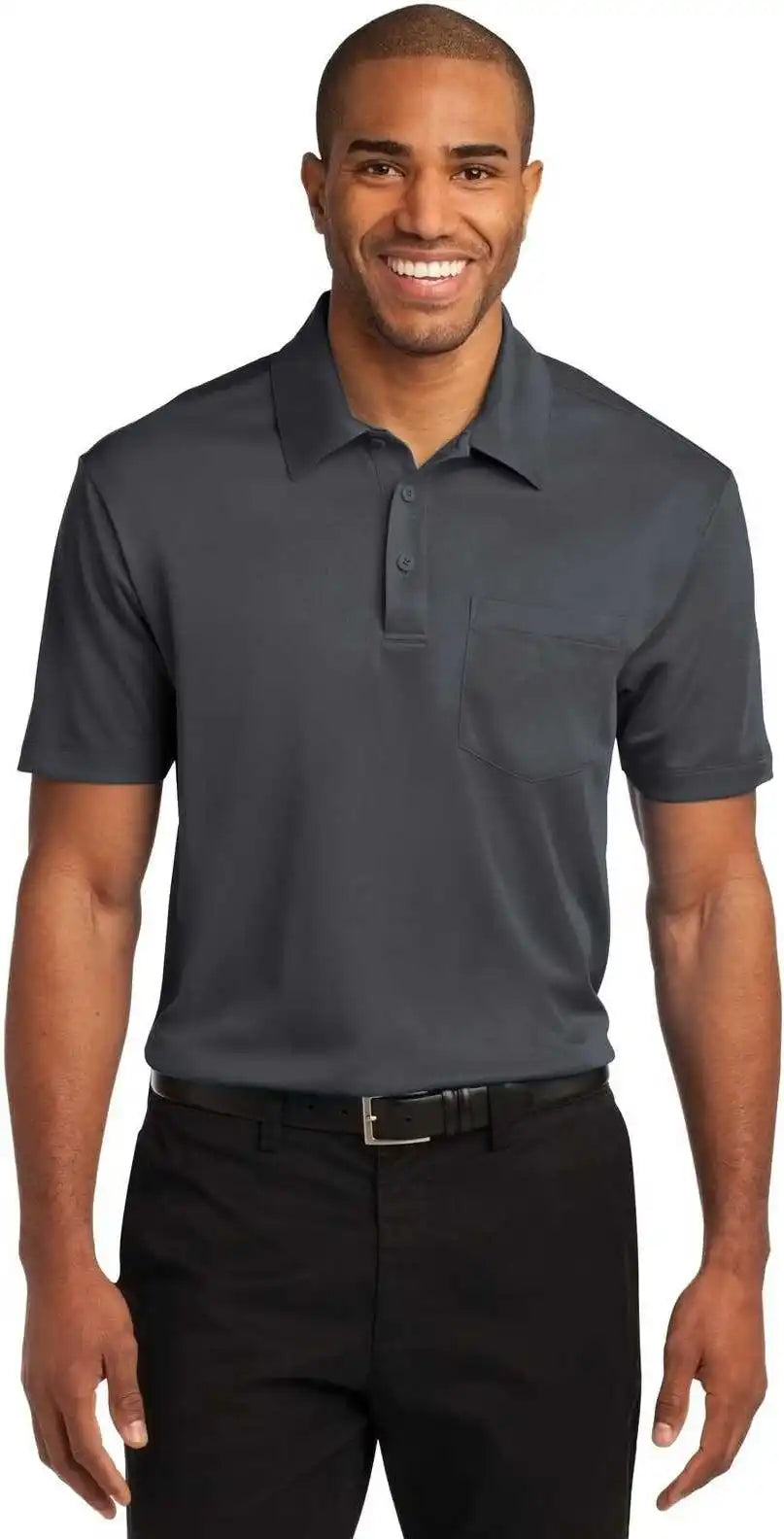 Port Authority K540p Silk Touch Performance Pocket Polo Steel Gray