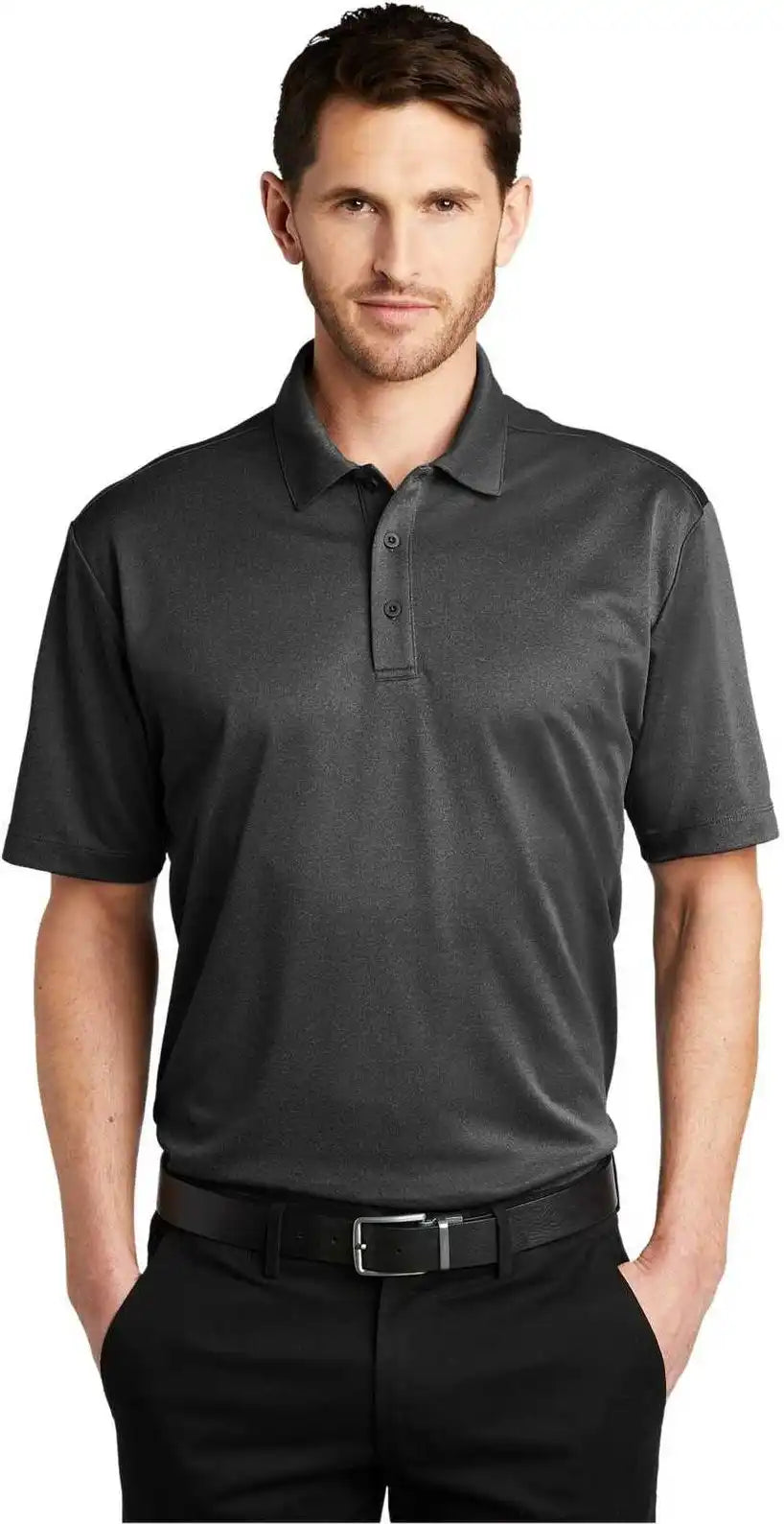 Port Authority K542 Heathered Silk Touch Performance Polo Black Heather