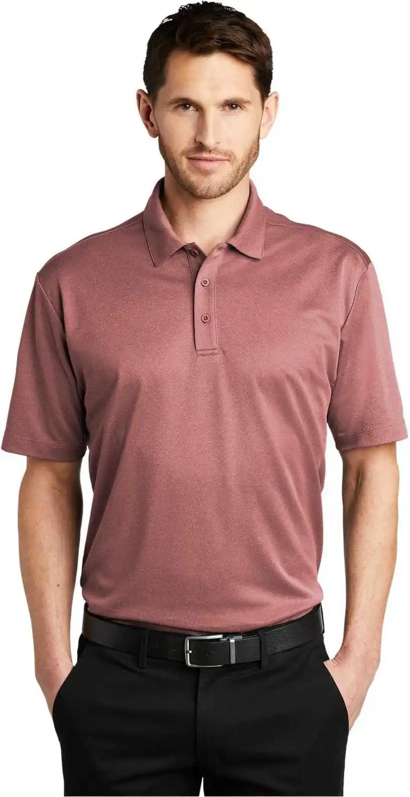 Port Authority K542 Heathered Silk Touch Performance Polo - Garnet Heather