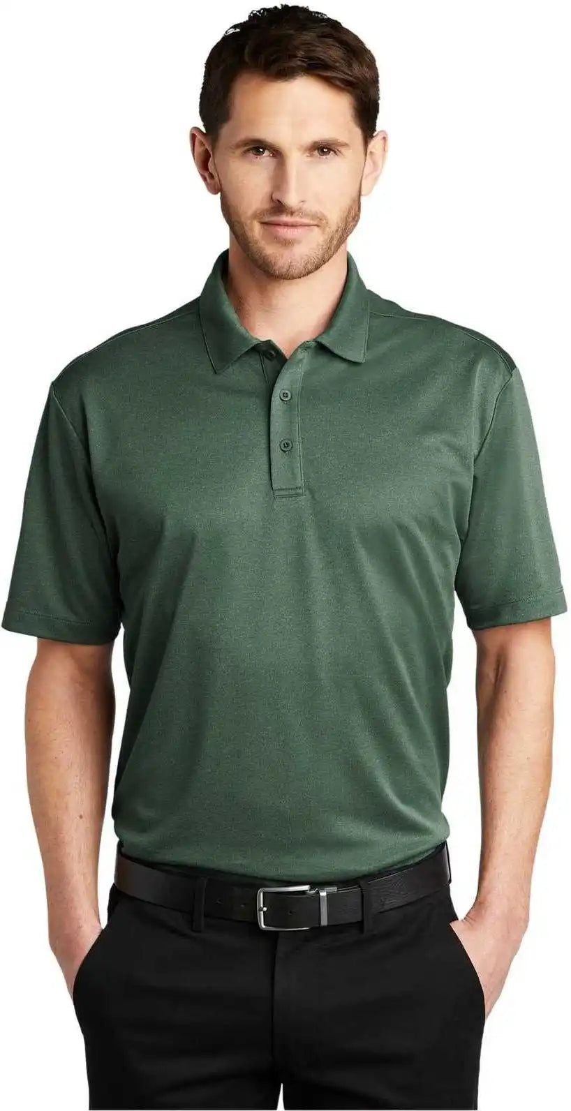 Port Authority K542 Heathered Silk Touch Performance Polo - Green Glen Heather