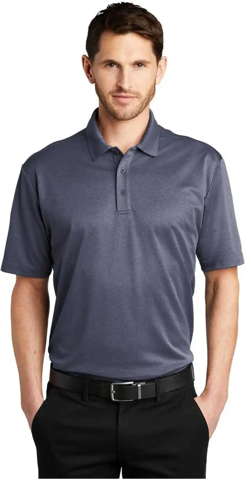 Port Authority K542 Heathered Silk Touch Performance Polo Navy Heather