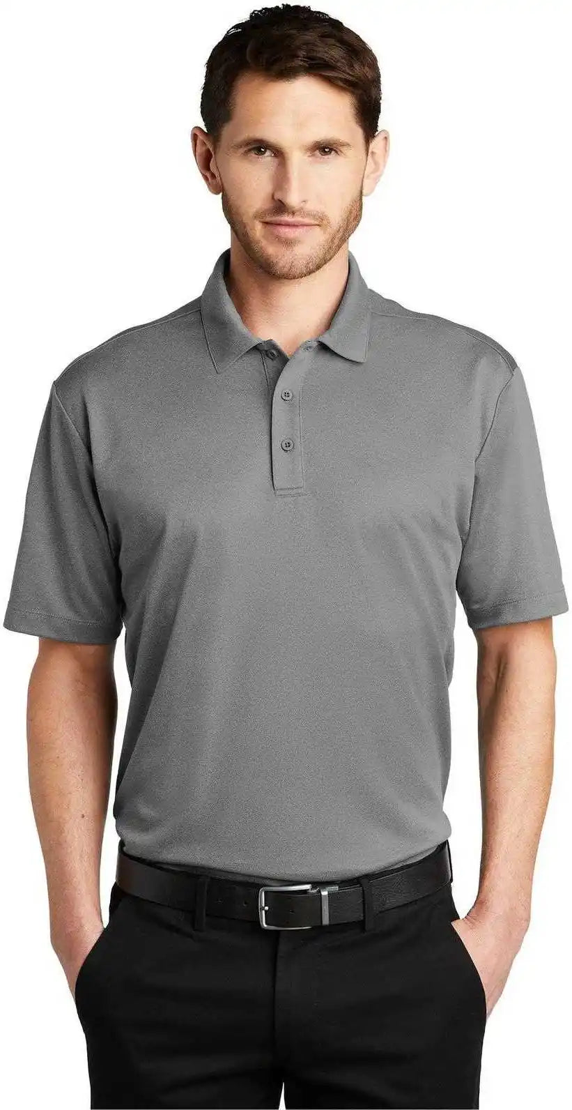 Port Authority K542 Heathered Silk Touch Performance Polo Shadow Gray Heather