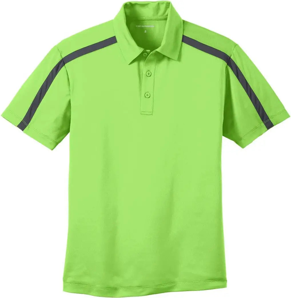 Port Authority K547 Silk Touch Performance Colorblock Stripe Polo - Lime Steel Gray