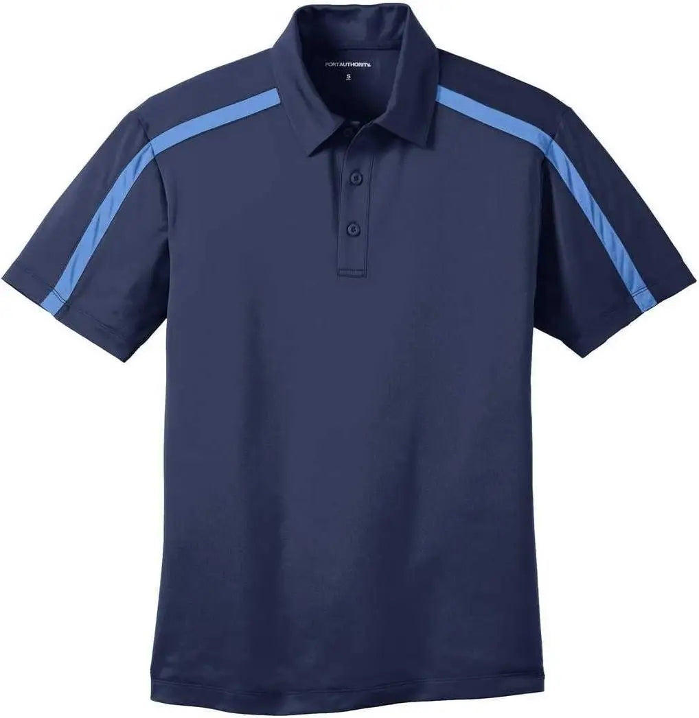 Port Authority K547 Silk Touch Performance Colorblock Stripe Polo - Navy Carolina Blue