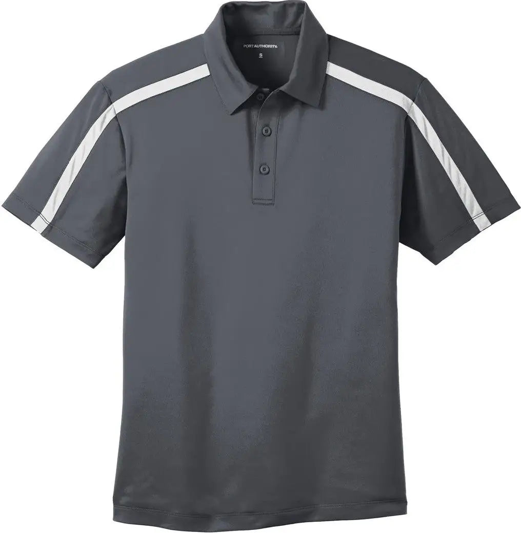 Port Authority K547 Silk Touch Performance Colorblock Stripe Polo - Steel Gray White