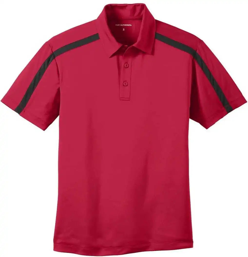 Port Authority K547 Silk Touch Performance Colorblock Stripe Polo - Red Black