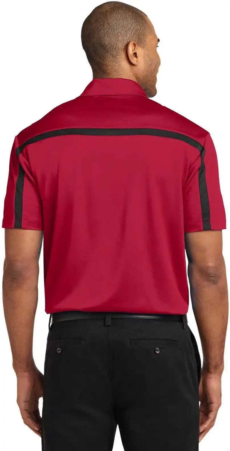 Port Authority K547 Silk Touch Performance Colorblock Stripe Polo - Red Black