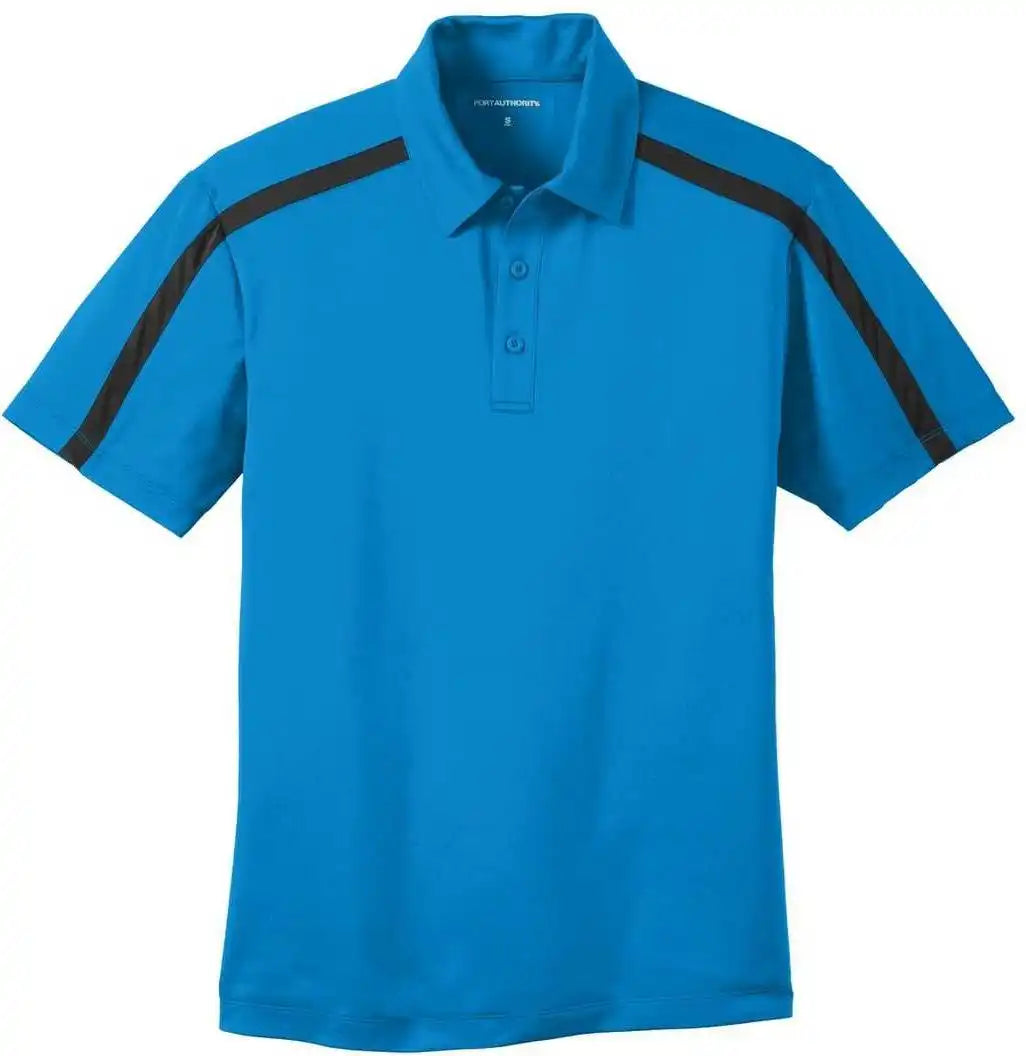 Port Authority K547 Silk Touch Performance Colorblock Stripe Polo Brilliant Blue Black