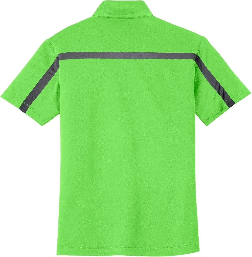 Port Authority K547 Silk Touch Performance Colorblock Stripe Polo - Lime Steel Gray - Lime/ / Adult Xs
