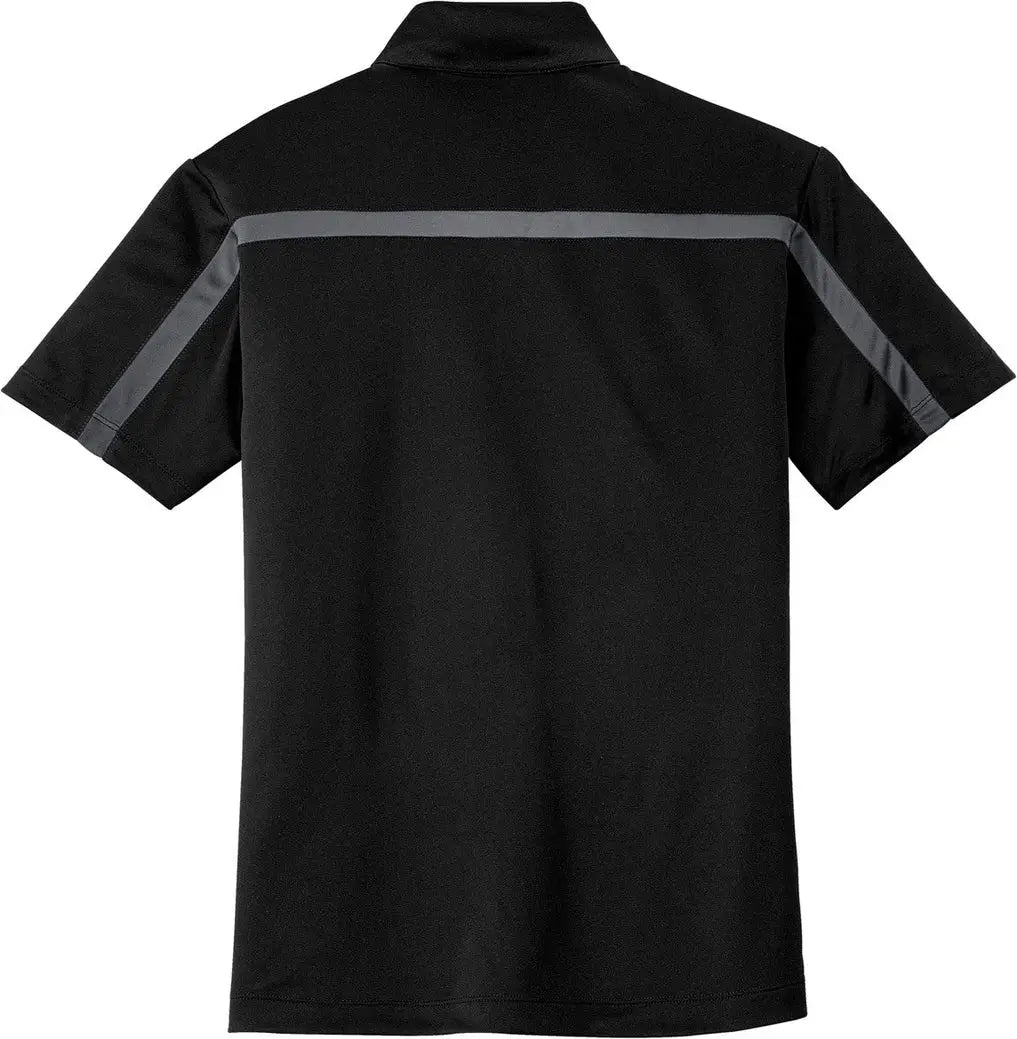 Port Authority K547 Silk Touch Performance Colorblock Stripe Polo - Black Steel Gray - Black/ / Adult Xs