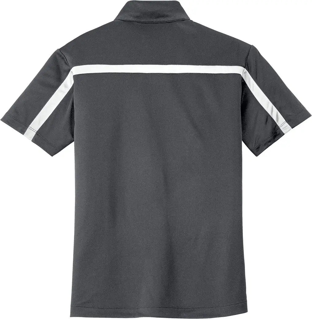 Port Authority K547 Silk Touch Performance Colorblock Stripe Polo - Steel Gray White - Gray/ / Adult Xs