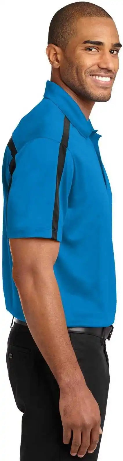 Port Authority K547 Silk Touch Performance Colorblock Stripe Polo Brilliant Blue Black