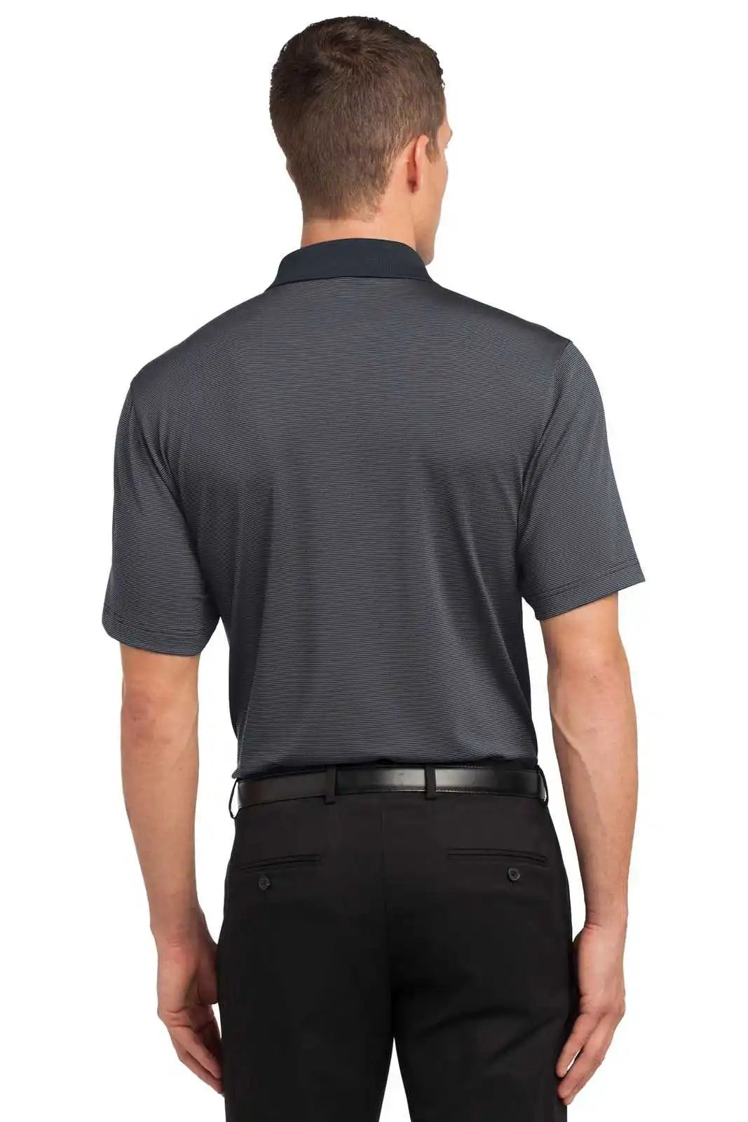 Port Authority K558 Fine Stripe Performance Polo - Graphite Black