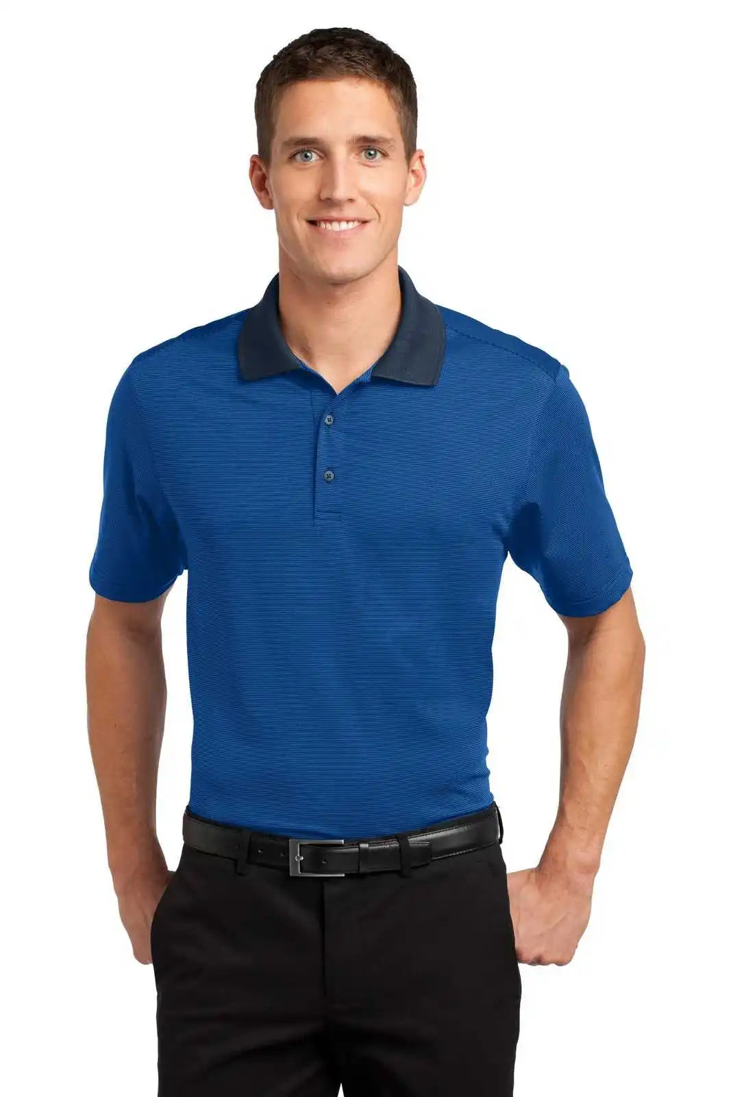 Port Authority K558 Fine Stripe Performance Polo - Seaport Blue Dress Navy