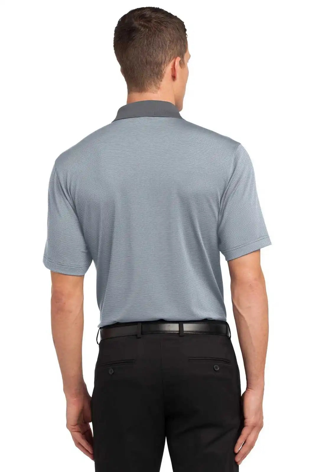 Port Authority K558 Fine Stripe Performance Polo - White Shadow Gray
