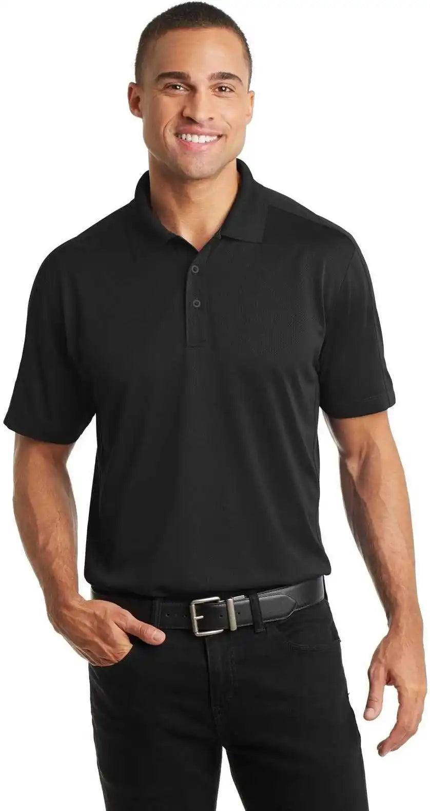 Port Authority K569 Diamond Jacquard Polo Black
