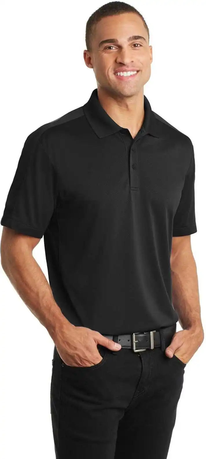 Port Authority K569 Diamond Jacquard Polo Black
