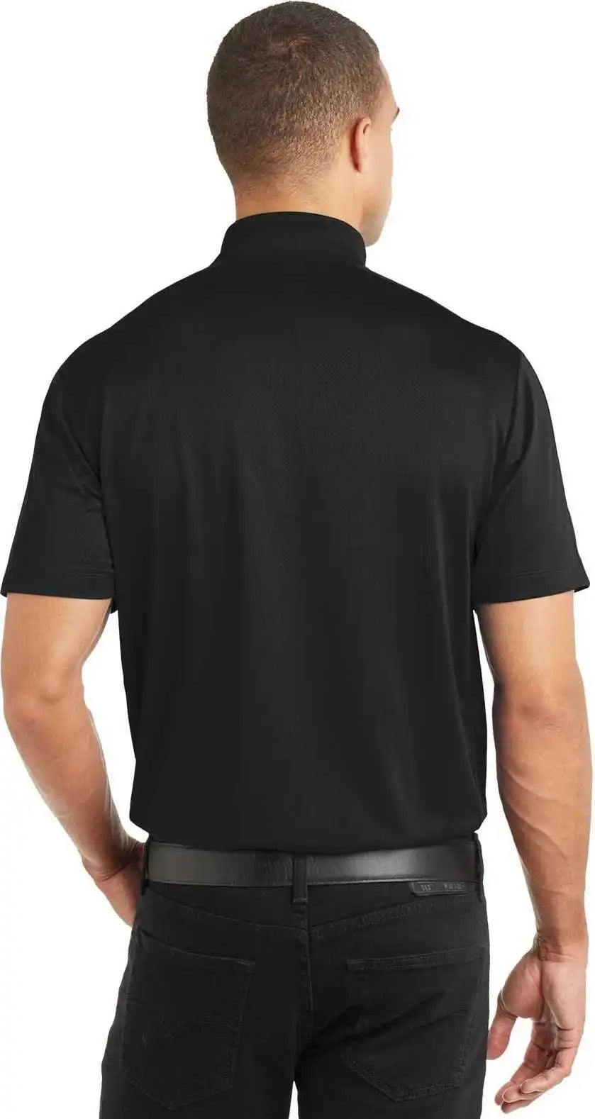 Port Authority K569 Diamond Jacquard Polo Black