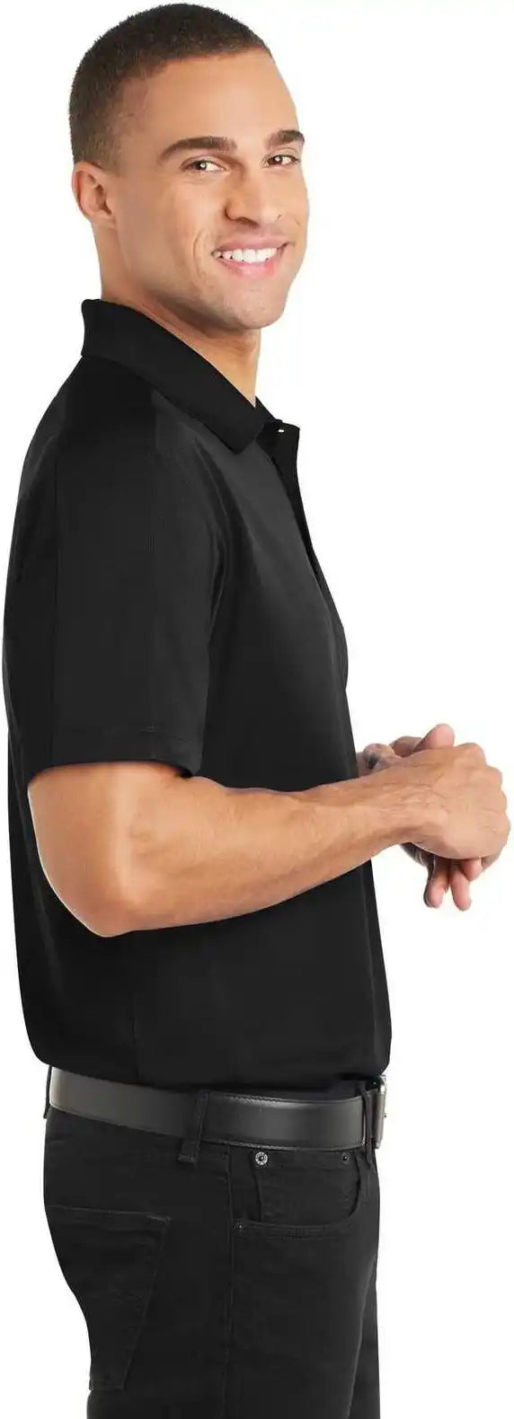 Port Authority K569 Diamond Jacquard Polo Black