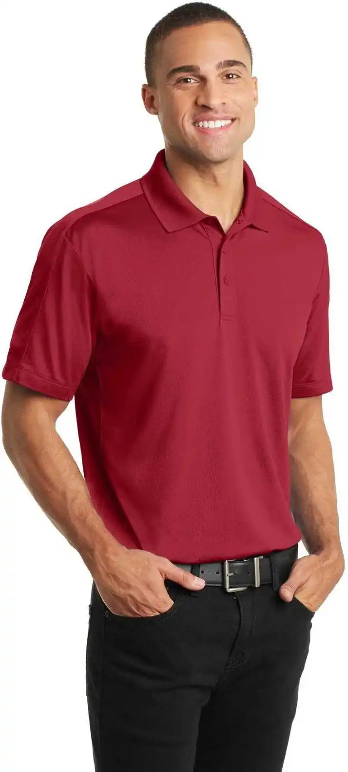 Port Authority K569 Diamond Jacquard Polo - Rich Red
