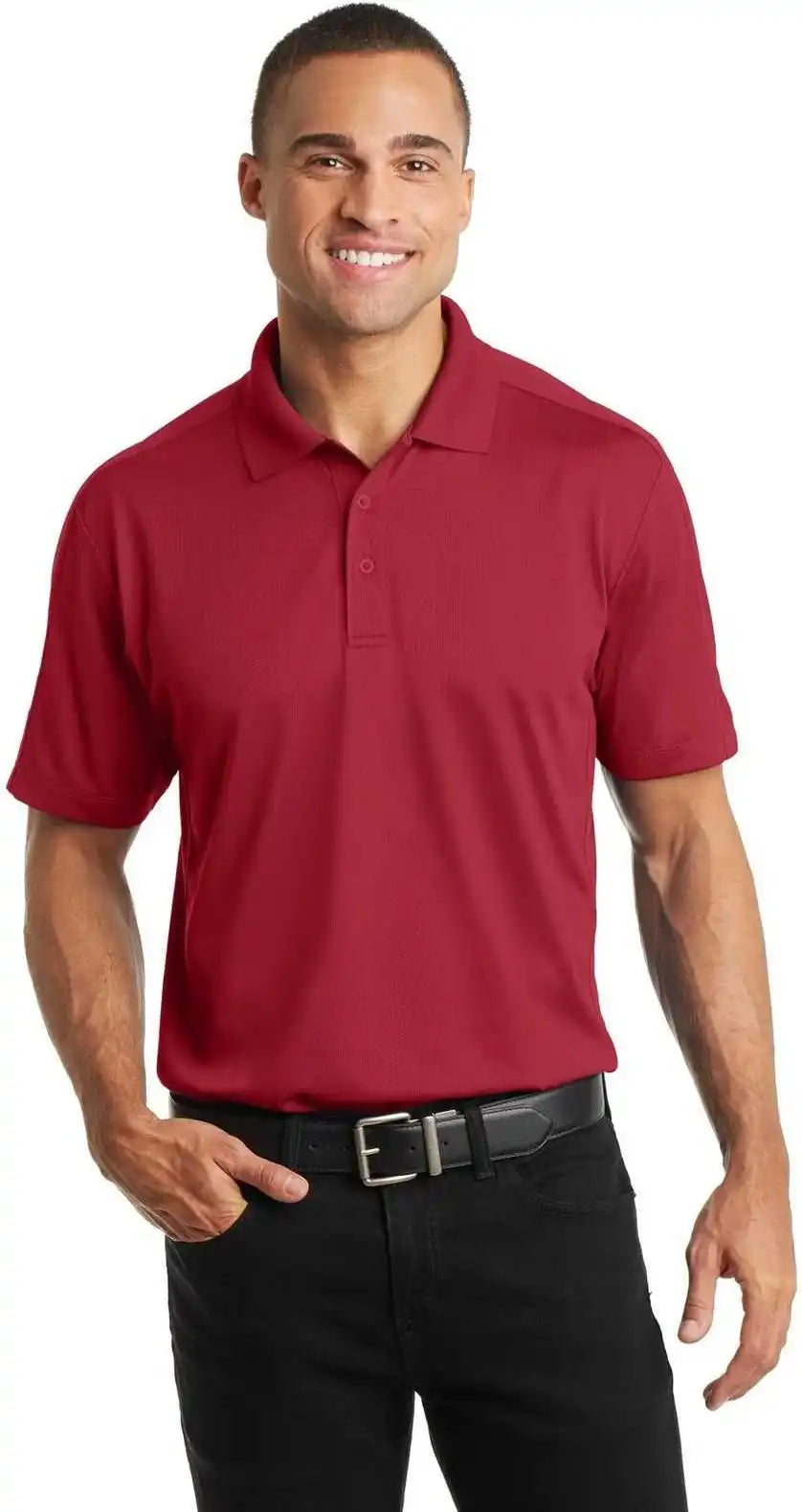 Port Authority K569 Diamond Jacquard Polo Rich Red