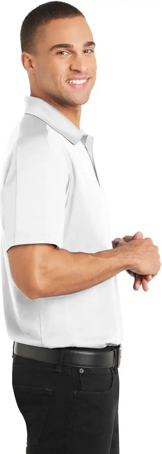 Port Authority K569 Diamond Jacquard Polo White